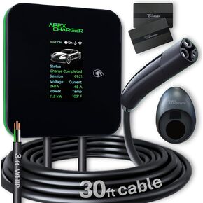 MACH 2. NACS/Tesla Connector. Fast Hardwired Level 2 EV Charger J1772 car Connector, 48 amp Garage-pro wall-Mount EVSE - Electric Vehicle Charging Station. Accessories: 30ft Cable & 5-Year Coverage in Kuwait