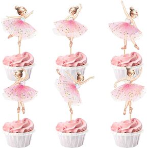24Pcs Pink Tutu Ballerina Cupcake Topper Ballet Tutu Dancer with Slipper Cupcake Picks for Dancing Girls Ballerina Birthday Cupcake Decorations Ballet Baby Shower Bridal Shower Dancer Party Supplies in Saudi Arabia