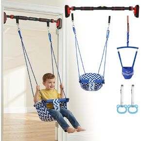 Slevoo Kids Doorway Jumper Swing with Pull-Up Bar Gym، مجموعة ملعب داخلية 4 في 1، تناسب 28 "-37" معدات تمرين المدخل واللعب للأطفال الصغار والأطفال in Kuwait