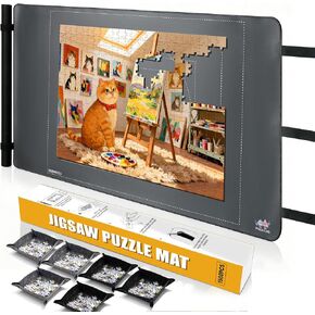 Jigsaw Puzzle Mat Roll Up,Puzzle Storage Saver for 55" x 35.5" Up to 3000 Pieces, Non-Slip Rubber Back & Smooth Polyester Surface with 6 Sorting Trays, Portable Puzzle Pad with Storage Bag for Adults in Saudi Arabia