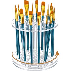 Fiwochic Acrylic Rotating Paint Brush Holder, 360° Clear Handmade Rotating Paint Brush Holder Organizer Spinning Desktop Caddy for Artists Makeup Arts Crafts Tools Calligraphy Pens in Kuwait