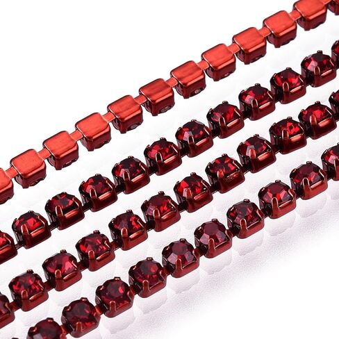 KISSITTY 2mm حجر الراين سلسلة 10 ياردة وردي فاتح اللون SS6.5 كريستال تقليم كأس سلاسل الزينة DIY بها بنفسك الخياطة مجوهرات الزفاف ملابس الحفلات الديكور الحرف الحلي in Kuwait