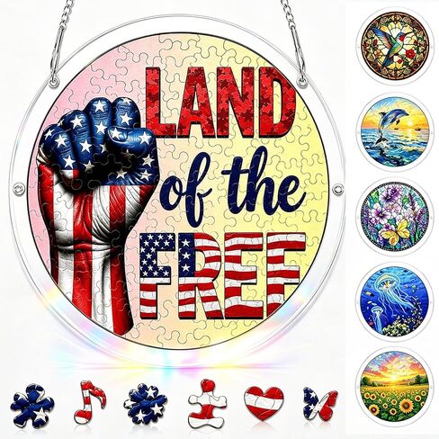 Acrylic Jigsaw Puzzle Suncatcher Kit 7.8 Inch, Butterfly Garden Acrylic Puzzle Suncatcher for Adults, DIY Window & Garden Hanging Decor, Home Decor Gift for Women, Mom, Friends in Kuwait