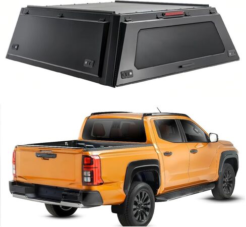 Truck Topper Compatible with Mitsubishi Triton 2024–2026, Lockable Hardtop Camper Shell w/Gullwing Doors, Rear Tent & Interior Light, No-Drill Bed Cap Pickup Canopy(6ftPlain) in Kuwait