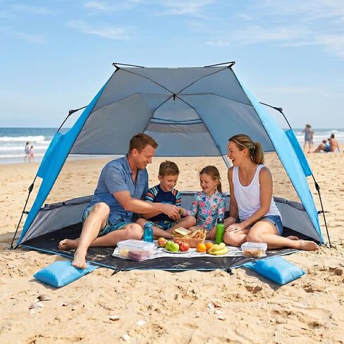 EAGLE PEAK Pop up Beach Tent, Beach Canopy Tent Sun Shade, UPF50+ UV Protection, Water and Wind Resistant, Easy Setup Cabana Beach Shade Canopy 3-4 Person Capacity, Blue in Saudi Arabia