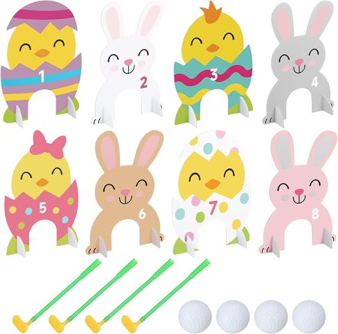 Seenelling Luau Tropical Mini Golf Game 17 قطعة تتضمن 8 أشجار نخيل استوائية وطيور أناناس لكل مجموعة 4 مضارب و4 كرات لـ 4 لاعبين صيفية لحفلات هاواي لوازم ألعاب الجولف الداخلية والخارجية in Kuwait