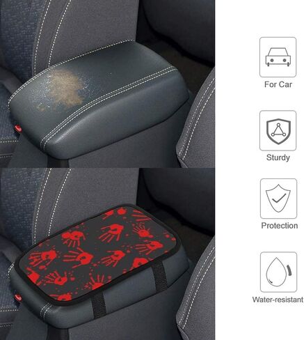 Black Mask Scream Car Center Console Decor Handrail Armrest Box Cushion Funny Ghost Devil Interior Covers Car Protector Pad Lid Cover Accessories Universal Fit for Auto Truck Vehicles in Saudi Arabia