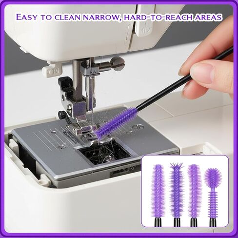 60 Pcs Sewing Machine Cleaning Brushes, Reusable Silicone Cleaning Tools Kit, 4 Styles Small Crevice Brushes for Internal and Spool Area, Purple in Kuwait