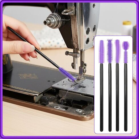60 Pcs Sewing Machine Cleaning Brushes, Reusable Silicone Cleaning Tools Kit, 4 Styles Small Crevice Brushes for Internal and Spool Area, Purple in Kuwait