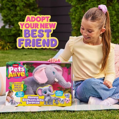 Pets Alive Mommy Elephant and Baby Surprise Interactive Robotic Walking Mommy Elephant Toy with Hidden Baby Elephants, Realistic Sounds, and Surprise Reveal Fun for Kids Ages 3+ in Kuwait