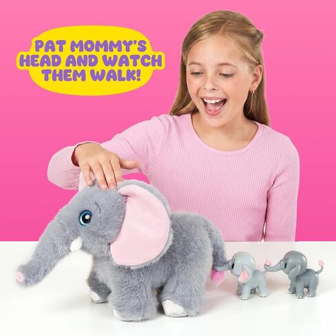 Pets Alive Mommy Elephant and Baby Surprise Interactive Robotic Walking Mommy Elephant Toy with Hidden Baby Elephants, Realistic Sounds, and Surprise Reveal Fun for Kids Ages 3+ in Kuwait