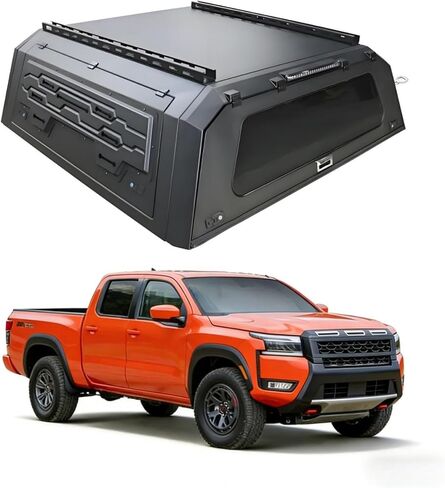 غطاء سرير الشاحنة لـ Nissan Frontier 2022 2023 2024 2025 2026 سرير 6 أقدام (73.3 بوصة) - مظلة علوية صلبة من هيكل من الصلب المنغنيز - تثبيت بدون حفر (النمط أ: نافذة جانبية قياسية) in Kuwait
