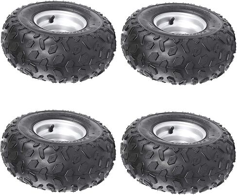 4 عبوات من إطارات وعجلات ATV Go Kart مقاس 145/70-6 مع إطارات مقاس 6 بوصات، ومحاور 3 عروات 78 مم، وإطارات وعجلات رباعية الطبقات بدون أنبوب لـ 50cc 70cc 90cc 110cc 125cc رباعية، دراجة صغيرة، دراجة ثلاثية الانجراف، استبدال عربة التسوق الصغيرة in Kuwait