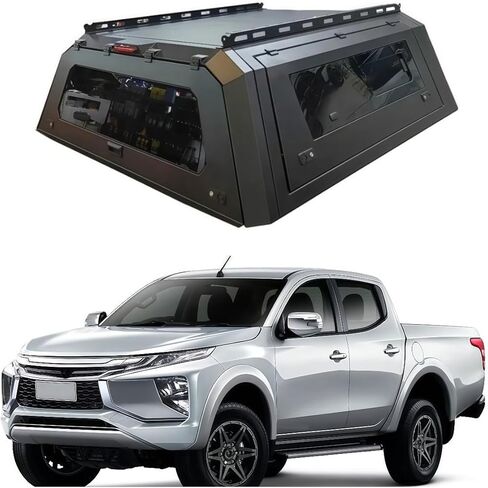 غطاء الشاحنة متوافق مع Mitsubishi Triton 2015–2023، هيكل العربة ذو السقف الصلب القابل للقفل مع أبواب Gullwing، خيمة خلفية وإضاءة داخلية، مظلة بيك اب بغطاء سرير بدون حفر (نافذة بطول 5 أقدام) in Kuwait