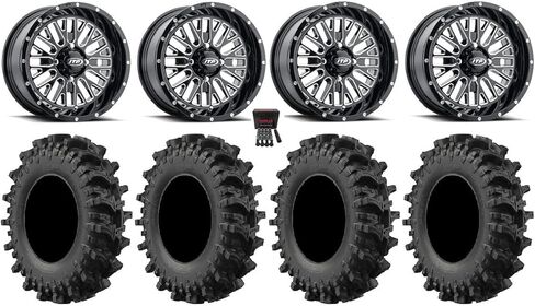 الحزمة - 9 عناصر: عجلات ITP Momentum مقاس 20 بوصة مطحونة وإطارات MotoSlayer مقاس 33 بوصة [4 × 137 نمط مسمار 12 مم × 1.5 مجموعة العروة] in Kuwait