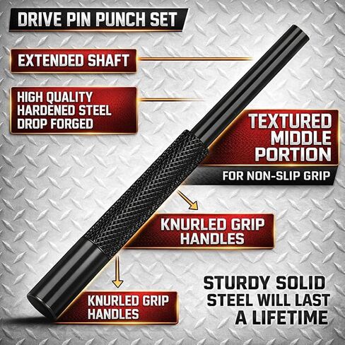 Gotical 4 -Pieces Roll Pin Punch Set and with Free Pivot Pin - Pieces Bolt Catch Install for Automotive,Jewelry Craft Punch Set - 1/16", 5/64", 3/32", 1/8" W/Roll Pin Install Tool in Saudi Arabia