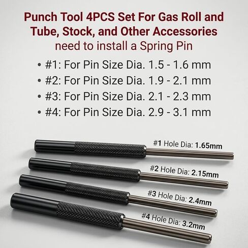 Gotical 4 -Pieces Roll Pin Punch Set and with Free Pivot Pin - Pieces Bolt Catch Install for Automotive,Jewelry Craft Punch Set - 1/16", 5/64", 3/32", 1/8" W/Roll Pin Install Tool in Saudi Arabia