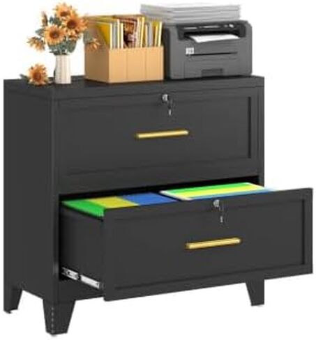 winiowa 3 Drawer File Cabinet, Metal Lateral File Cabinet with Lock, Locking Filing Cabinets for Home Office,Wide Office Storage Cabinet for Hanging Files Letter/Legal/F4/A4 Size (White, 3-Drawer) in Kuwait