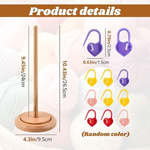 Yarn Holder for Knitting and Crocheting, Easy Install and Operate Wooden Yarn Spinner, Crochet Gift for Knitting Lovers(Size:1 Pc) in Kuwait