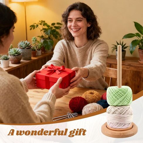 Yarn Holder for Knitting and Crocheting, Easy Install and Operate Wooden Yarn Spinner, Crochet Gift for Knitting Lovers(Size:1 Pc) in Kuwait