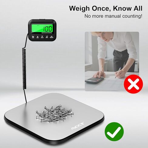 440lb Postal Scale - Industrial Shipping Scale with Stainless Steel Platform, Tare/Hold/Counting Function for Luggage, Package, Mail | lb/kg/lb:oz | Heavy Duty Scale with Battery & Charging Cable in Kuwait