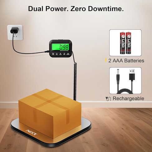 440lb Postal Scale - Industrial Shipping Scale with Stainless Steel Platform, Tare/Hold/Counting Function for Luggage, Package, Mail | lb/kg/lb:oz | Heavy Duty Scale with Battery & Charging Cable in Kuwait