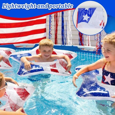 USA Inflatable Pool Floats - 35In American Flag Pool Tubes Patriotic Star Shaped Swim Rings Filled with Stars Confetti for Beach, Lake & Pool Summer Party Independence Memorial Day Decorations in Kuwait