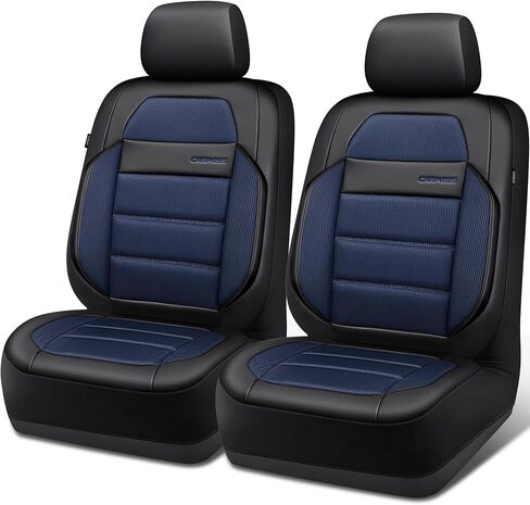 CAR PASS Memory Foam Seat Covers Front, Airy Cool Mesh Thick Car Seat Covers, Leather Car Seat Covers Front Seats Airbag Compatible, Universal Automotive Comfort for Most Cars, Trucks, SUV, Black in Kuwait