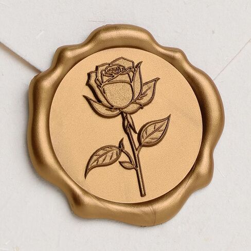 UNIQOOO Wax Seal Stickers - 3D Vintage Rose Floral Wedding Invitation Envelope Seal Stickers, 50 Pcs Self- Adhesive Antique Gold Flower Stickers, Perfect for Invitation, Gift Wrapping, Christmas in Kuwait