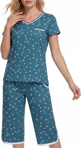 طقم بيجامة نسائي من IZZY+TOBY ملابس نوم بأكمام طويلة مكون من قطعتين بيجامة ناعمة من Pjs مع جيوب لون أزرق L in Saudi Arabia