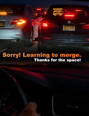 Student Driver LED Car Sign, New Driver Warning Sign, Amber Light Car Interior Accessories Suction Cup Mounted Gift for New Rookie Learner Drivers in Kuwait