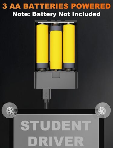 Student Driver LED Car Sign, New Driver Warning Sign, Amber Light Car Interior Accessories Suction Cup Mounted Gift for New Rookie Learner Drivers in Kuwait