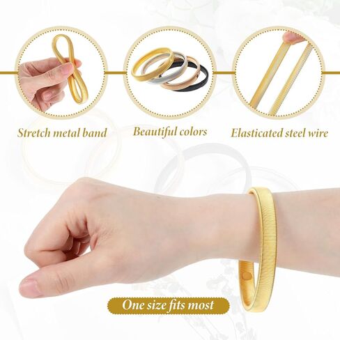 Grevosea 8 Pcs Sleeve Garters for Women, Anti-Slip Sleeve Holders Elastic Metal Sleeve Bands to Hold up Sleeves for Women and Men Arm Straps Fixing Long Sleeves (Gold, Silver, Black, Rose Gold) in Kuwait