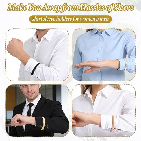Grevosea 8 Pcs Sleeve Garters for Women, Anti-Slip Sleeve Holders Elastic Metal Sleeve Bands to Hold up Sleeves for Women and Men Arm Straps Fixing Long Sleeves (Gold, Silver, Black, Rose Gold) in Kuwait