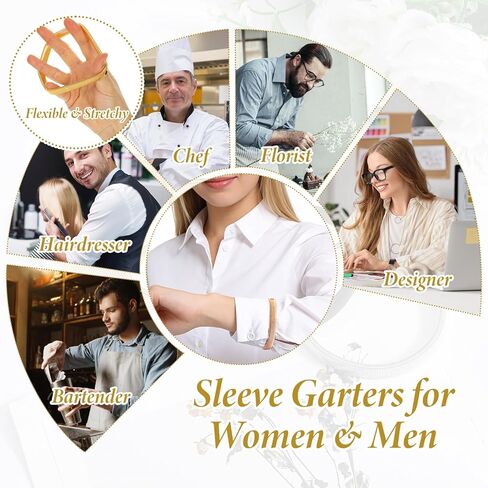 Grevosea 8 Pcs Sleeve Garters for Women, Anti-Slip Sleeve Holders Elastic Metal Sleeve Bands to Hold up Sleeves for Women and Men Arm Straps Fixing Long Sleeves (Gold, Silver, Black, Rose Gold) in Kuwait