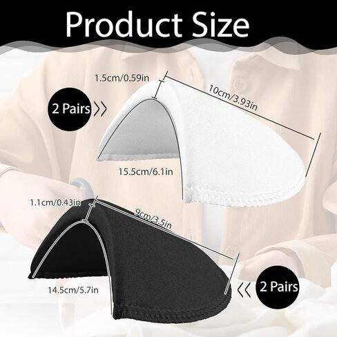 4 Pairs Set-in Shoulder Pads, Thickness 1.5cm Sewing Foam Pads Shoulder Pad Shoulder Enhancer for Women Men Blazer Suit Coat Jacket T-Shirt Clothes Suit Accessories (White, Black) in Kuwait