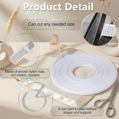 25 Yards Boning for Sewing, 6mm Sew-Through Low Density Plastic Boning Sewing Corset Bonings for Bridal Gowns Wedding Dress Evening Hats Crafts in Kuwait