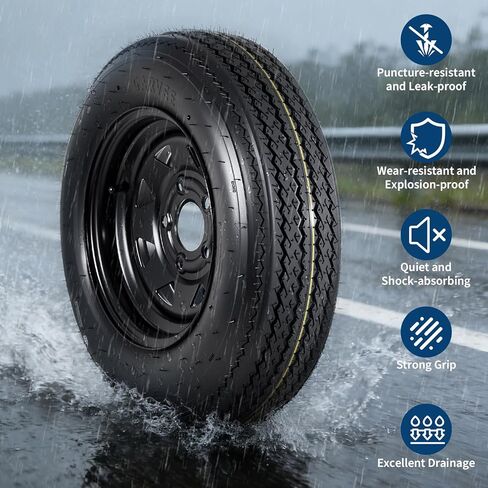 Garvee 2-Pack 5.30-12 5.30x12 530-12 Trailer Tires with 12" Rims, 5 Lug on 4.5" Bolt Pattern, 6PR Load Range C, Heavy Duty 5.30x12 5.3-12 Tires for Utility, Boat, Camper, Cargo Trailers in Saudi Arabia