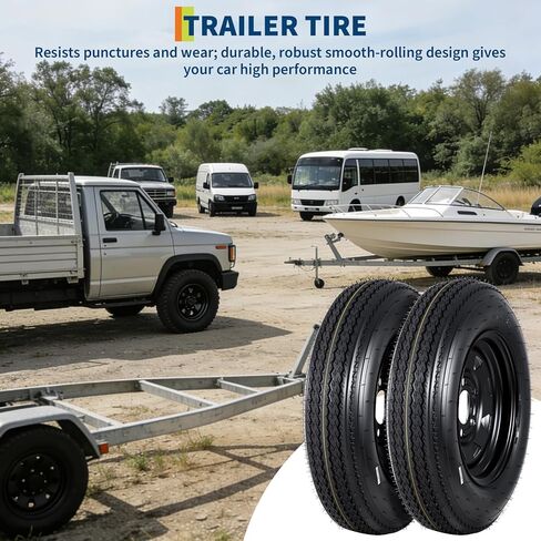Garvee 2-Pack 5.30-12 5.30x12 530-12 Trailer Tires with 12" Rims, 5 Lug on 4.5" Bolt Pattern, 6PR Load Range C, Heavy Duty 5.30x12 5.3-12 Tires for Utility, Boat, Camper, Cargo Trailers in Saudi Arabia