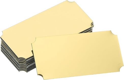 uxcell 12 Pcs Blank Name Plates, 2 x 1" Engraved Metal Name Plate Laser Strong Adhesive Nameplate Anodized Aluminium Custom Blank Plates for Signs DIY Crafts, Gold Notched Corner in Kuwait