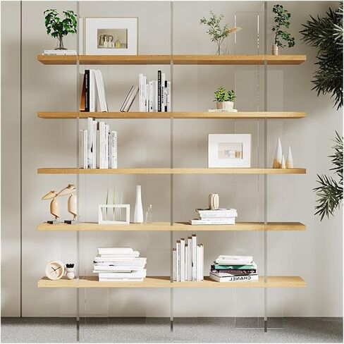 Storage Shelving Unit Simple Acrylic Floating Bookshelf Solid Wood Floor Shelf Living Room Display in Kuwait