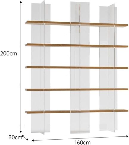 Storage Shelving Unit Simple Acrylic Floating Bookshelf Solid Wood Floor Shelf Living Room Display in Kuwait