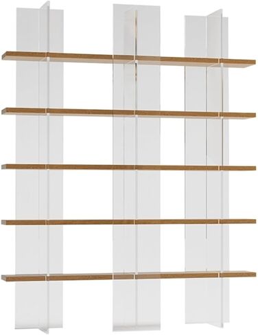 Storage Shelving Unit Simple Acrylic Floating Bookshelf Solid Wood Floor Shelf Living Room Display in Kuwait