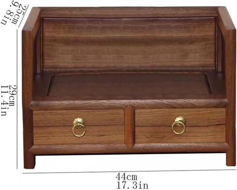 Storage Shelving Unit Small Wooden Desktop Bookshelf with Double Drawer Organizer Display Shelf Freestanding Rack Dormitory in Kuwait