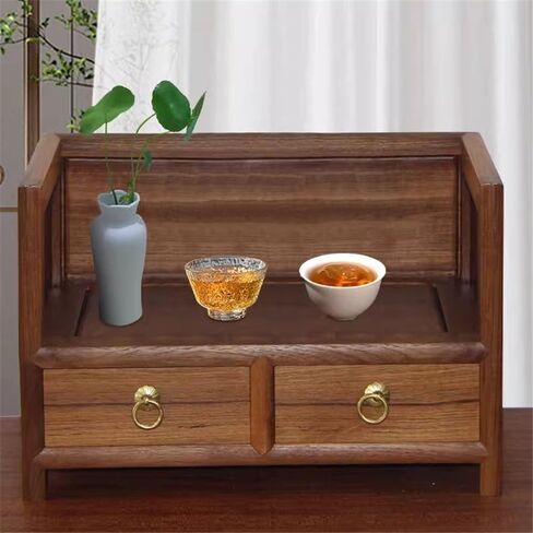 Storage Shelving Unit Small Wooden Desktop Bookshelf with Double Drawer Organizer Display Shelf Freestanding Rack Dormitory in Kuwait