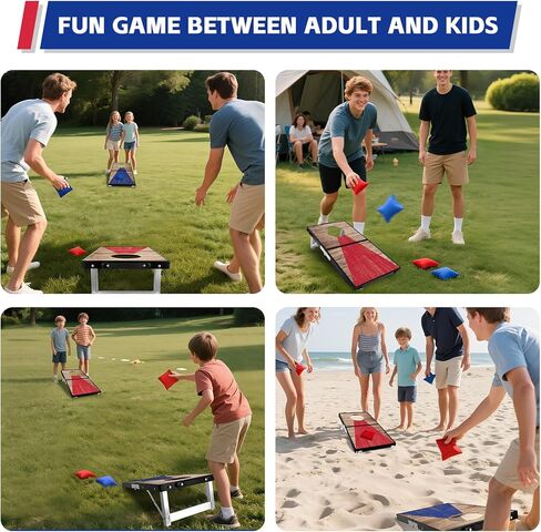 Portable Cornhole Board Set - Aluminum, Foldable 24x12in or 36x24in with Bean Bags | for Adults, Indoor/Outdoor, Travel, Beach & Camping in Saudi Arabia