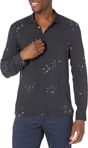 John Varvatos Men's Rodney Long Sleeve Sport Shirt, Steel Grey, M in Saudi Arabia