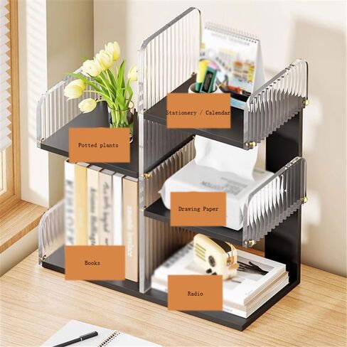 Storage Shelving Unit Multi Layer Density Board Bookshelf Open Simple Plastic Organizer Shelf Free Standing Display Stand in Kuwait