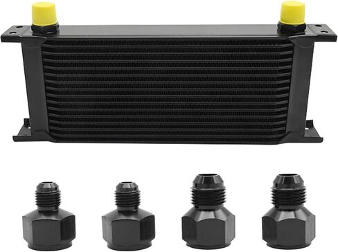 Saihisday 16 Row Oil Cooler Transmission Cooler, 10AN Transmission Stacked Plate Universal Engine Coolers British Radiator Aluminium Alloy Condenser Replacement for Universal Vehicles (Black) in Kuwait