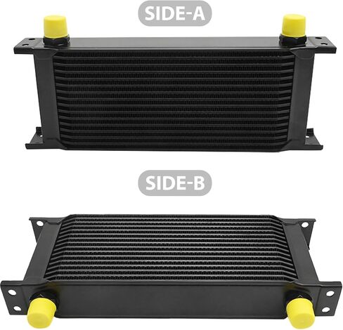 Saihisday 16 Row Oil Cooler Transmission Cooler, 10AN Transmission Stacked Plate Universal Engine Coolers British Radiator Aluminium Alloy Condenser Replacement for Universal Vehicles (Black) in Kuwait